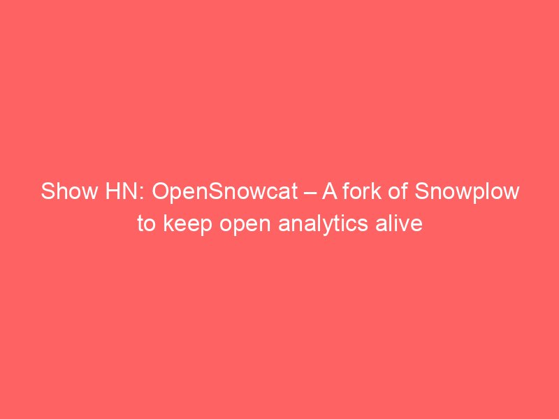 Show HN: OpenSnowcat – A fork of Snowplow to keep open analytics alive